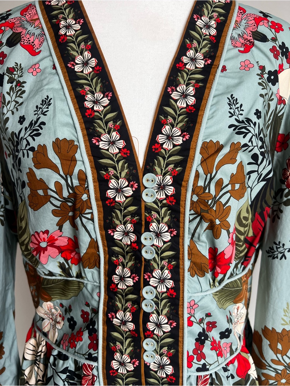 Farm Rio Blue Beauty Bouquet Mini Dress-NWT - Picture 5 of 8